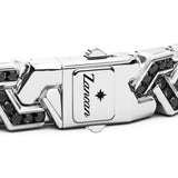 Zancan Bracciale Cosmopolitan Luxury dettaglio chiusura con logo Zancan inciso e pietre nere su argento 925 ESB264