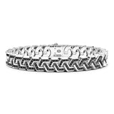 Zancan Bracciale Cosmopolitan Luxury Solo maglia in argento 925 con pietre nere e motivo chevron geometrico ESB264