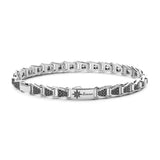 Zancan Bracciale Cosmopolitan Luxury Solo maglia in argento 925 con spinelli neri e rosa dei venti ESB214