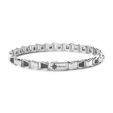 Zancan Bracciale Cosmopolitan Luxury Solo maglia in argento 925 con spinelli neri e rosa dei venti ESB215