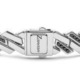 Zancan Bracciale Cosmopolitan Luxury dettaglio chiusura con logo Zancan inciso e spinelli neri su argento 925 ESB218