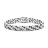 Zancan Bracciale Cosmopolitan Luxury Solo maglia in argento 925 con spinelli neri, design geometrico diagonale ESB218