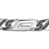 Zancan Bracciale Cosmopolitan Luxury dettaglio chiusura con logo inciso e spinelli neri su maglia argento 925 ESB220