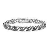Zancan Bracciale Cosmopolitan Luxury Solo maglia in argento 925 con spinelli neri, maglia groumette intrecciata ESB220