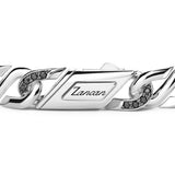 Zancan Bracciale Cosmopolitan Luxury dettaglio chiusura con logo inciso e spinelli neri incastonati su argento 925 ESB221