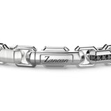 Zancan Bracciale Cosmopolitan Luxury dettaglio chiusura con logo inciso e spinelli neri naturali in argento 925 ESB229