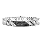 Zancan Bracciale Cosmopolitan Luxury Targa in argento 925 con pietre nere e motivo geometrico diagonale ESB259