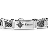 Zancan Bracciale Cosmopolitan Luxury Targa dettaglio chiusura con rosa dei venti incisa e spinelli neri laterali ESB212
