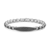 Zancan Bracciale Cosmopolitan Luxury Targa in argento 925 con spinelli neri pavé e maglia a catena Made in Italy ESB212