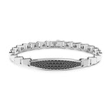 Zancan Bracciale Cosmopolitan Luxury Targa in argento 925 con spinelli neri naturali su piastra, catena Made in Italy ESB213