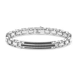 Zancan Bracciale Cosmopolitan Luxury Targa uomo in argento 925 con spinelli neri e maglia a catena Made in Italy ESB223