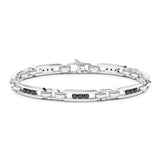 Zancan Bracciale Cosmopolitan Luxury Targa in argento 925 con spinelli neri naturali, maglie a catena lucide ESB226