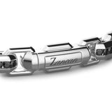 Zancan Bracciale Cosmopolitan Luxury Targa dettaglio logo inciso e spinelli neri incastonati su argento 925 ESB228