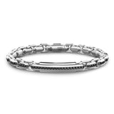 Zancan Bracciale Cosmopolitan Luxury Targa in argento 925 con spinelli neri e maglia a catena, made in Italy ESB228
