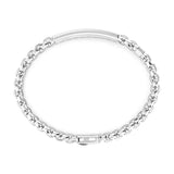 Zancan Bracciale Cosmopolitan Targa in argento vista posteriore, dettaglio chiusura e maglia box chain lucida ESB279