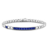 Zancan Bracciale Cosmopolitan Targa in argento con pietre blu taglio carrè su targa centrale, maglia box chain ESB279