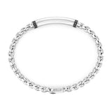 Zancan Bracciale Cosmopolitan Targa in argento dettaglio chiusura e maglia a catena con pietre nere laterali ESB284