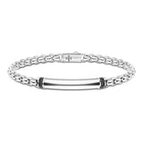 Zancan Bracciale Cosmopolitan Targa uomo in argento con targa centrale e pietre nere, maglia intrecciata ESB284
