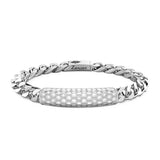 Zancan Bracciale Cosmopolitan Targa uomo in argento con piastra esagonale e zirconi bianchi, maglia groumette ESB288