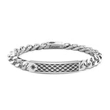 Zancan Bracciale Cosmopolitan Targa uomo in argento con maglia grumetta, placca decorazione a rete e stella EXB649