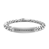 Zancan Bracciale Cosmopolitan Targa uomo in argento catena grumetta con placca incisa Semper Sequatur Instinctum EXB651