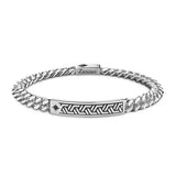 Zancan Bracciale Cosmopolitan Targa uomo in argento con catena grumetta e placca motivi geometrici rosa dei venti EXB654
