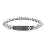 Zancan Bracciale Cosmopolitan Targa uomo in argento con catena grumetta e placca brunita rosa dei venti EXB655