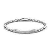 Zancan Bracciale Cosmopolitan Targa uomo in argento lucido con maglia veneziana e targa intrecciata centrale EXB702-B