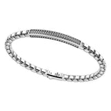 Zancan Bracciale Cosmopolitan Targa in argento 925 con catena tubolare quadrata e inserto intreccio centrale EXB822