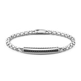 Zancan Bracciale Cosmopolitan Targa in argento con maglia veneziana e placca centrale con spinelli neri EXB701