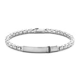 Zancan Bracciale Cosmopolitan Targa uomo in argento con placca scanalata e spinelli neri, maglia box chain EXB703-B