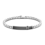 Zancan Bracciale Cosmopolitan Targa uomo in argento con placca brunita scanalata e spinelli neri EXB703-N