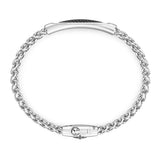 Zancan Bracciale Cosmopolitan Targa vista posteriore, dettaglio maglia intrecciata argento e chiusura a pressione EXB705
