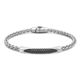 Zancan Bracciale Cosmopolitan Targa in argento con spinelli neri incastonati, maglia intrecciata e chiusura stella EXB705
