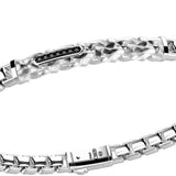 Zancan Bracciale Cosmopolitan Targa dettaglio targa con spinelli neri e punzone 925 su catena argento EXB824