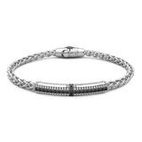 Zancan Bracciale Cosmopolitan Targa dettaglio targa con croce in spinelli neri e decorazione a sfere in argento EXB827