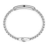Zancan Bracciale Cosmopolitan Targa in argento con spinelli neri e maglia intrecciata, chiusura a pressione EXB827