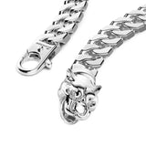 Zancan Bracciale Cubane Grumetta dettaglio chiusura testa di pantera e maglia grumetta in argento 925 ESB057-B