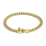 Zancan Bracciale Cubane Grumetta uomo in argento dorato 18kt con maglia groumette e chiusura testa pitbull ESB100-G