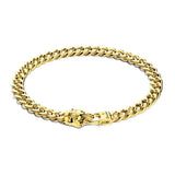 Zancan Bracciale Cubane Grumetta uomo in argento dorato 18kt maglia groumette con chiusura testa di lupo ESB101-G