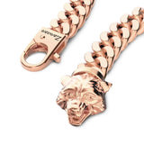Zancan Bracciale Cubane Grumetta dettaglio chiusura testa di lupo e moschettone con logo inciso in argento oro rosa ESB101-R