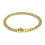 Zancan Bracciale Cubane Grumetta uomo in argento dorato 18kt con maglia groumette e chiusura testa tigre ESB102-G