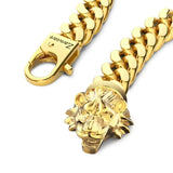 Zancan Bracciale Cubane Grumetta dettaglio chiusura testa di leone e moschettone con logo inciso in argento dorato ESB103-G