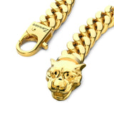 Zancan Bracciale Cubane Grumetta dettaglio testa di pantera e chiusura con logo inciso in argento dorato 18kt ESB104-G