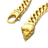 Zancan Bracciale Cubane Grumetta dettaglio chiusura testa d'aquila e logo inciso su maglia groumette dorata ESB108-G