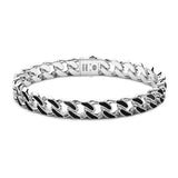 Zancan Bracciale Cubane Grumetta uomo in argento 925 con smalto nero, maglia a grumetta lucida ESB113L