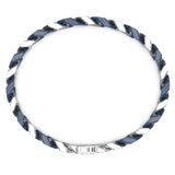 Zancan Bracciale Cubane Grumetta vista dall'alto, dettaglio intreccio maglie argento e ceramica blu con chiusura ESB115-BL