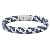 Zancan Bracciale Cubane Grumetta uomo in argento 925 e ceramica blu, maglia grumetta con chiusura a scatto ESB115-BL