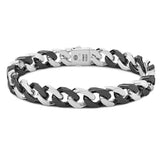 Zancan Bracciale Cubane Grumetta uomo in argento 925 e ceramica nera, maglia grumetta bicolore ESB115-NE