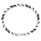 Zancan Bracciale Cubane Grumetta vista dall'alto, dettaglio chiusura e maglie intrecciate argento e ceramica nera ESB116-NE